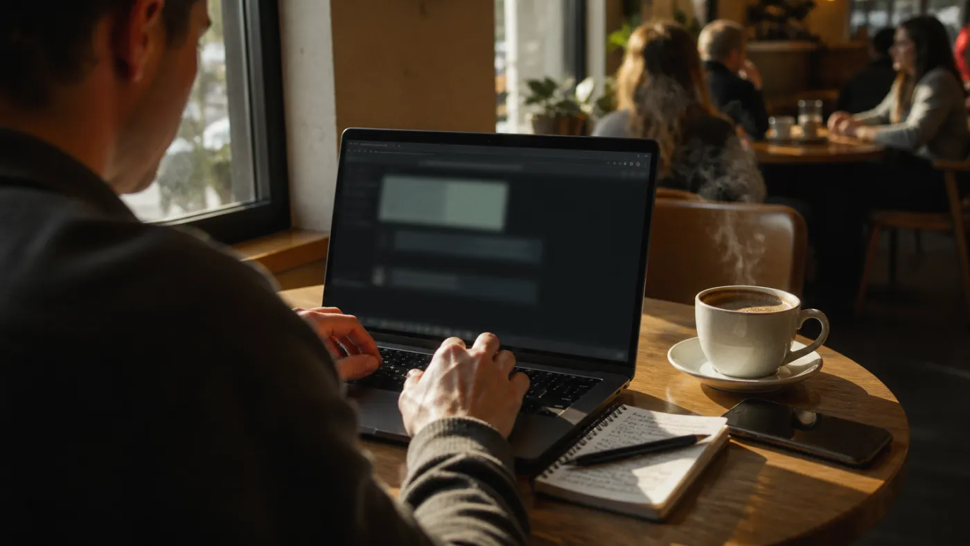 user accessing Tor Browser in a café