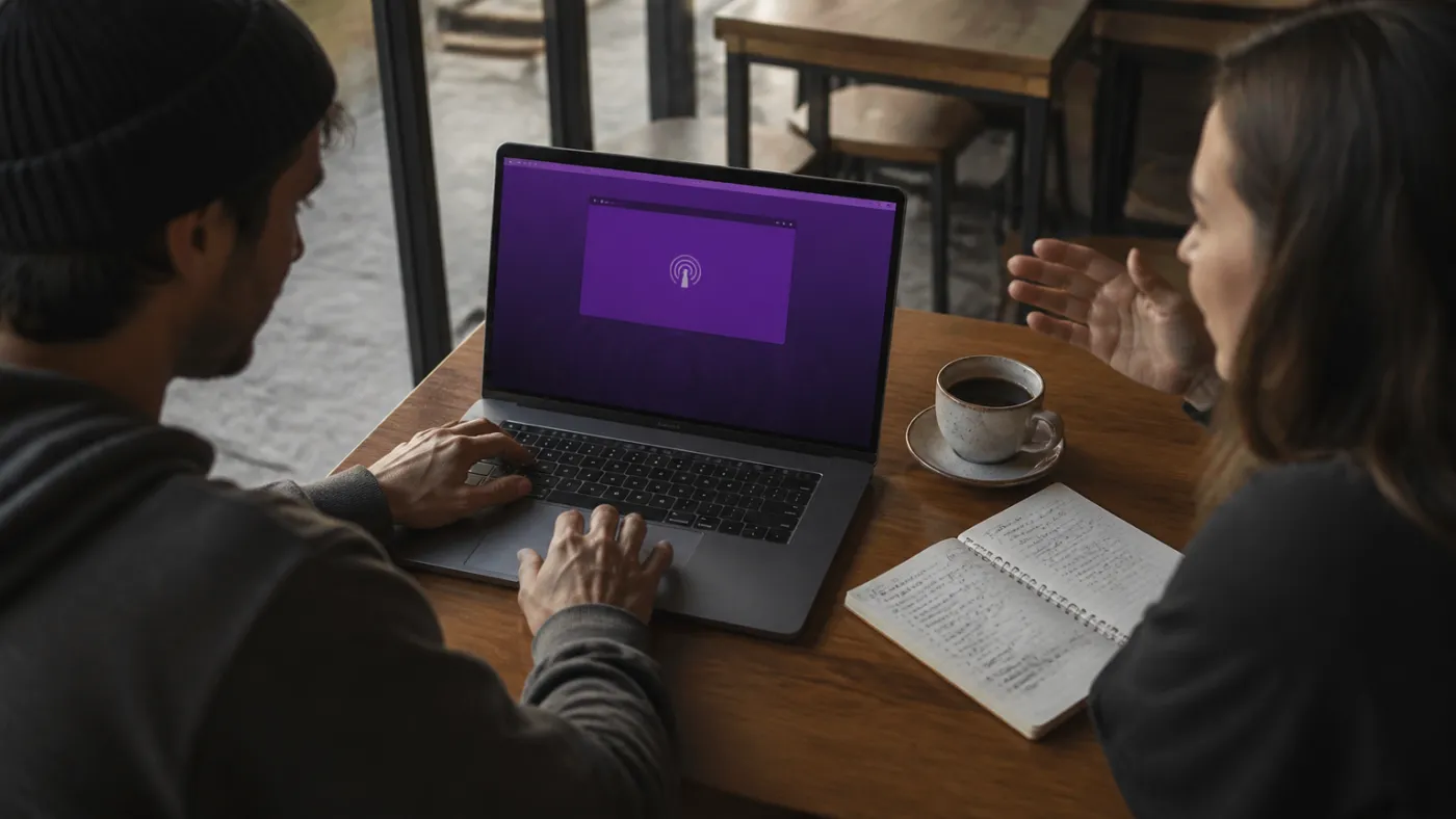 user discussing Tor safety tips in a cafe