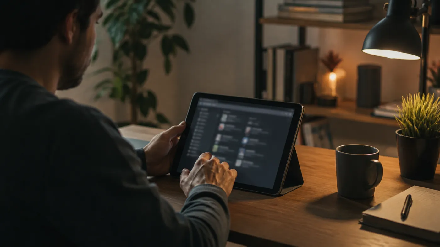 person using tablet to access Hidden Wiki